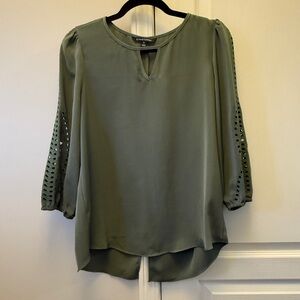 41 Hawthorn Sage Green Blouse with Cut-Out Sleeves